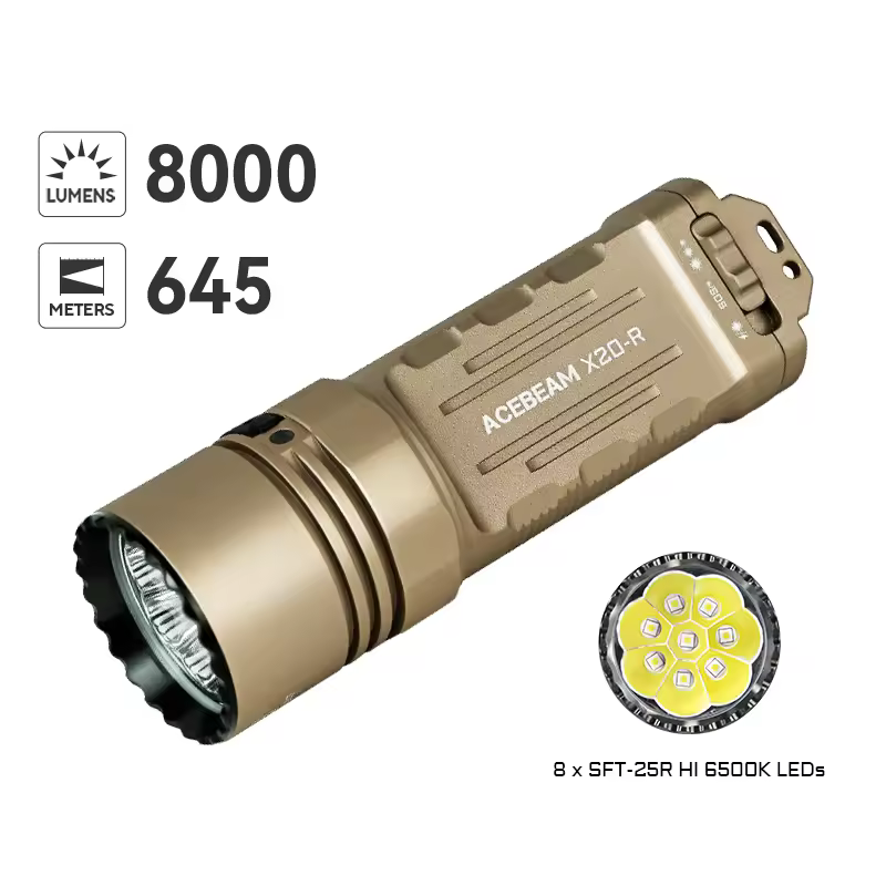 ACEBEAM Tactical Flshlight X20-R Output SFT-25R LED 8000 Lumen 645 Meters With A Tail Toggle Switch USB-C Charging Torch