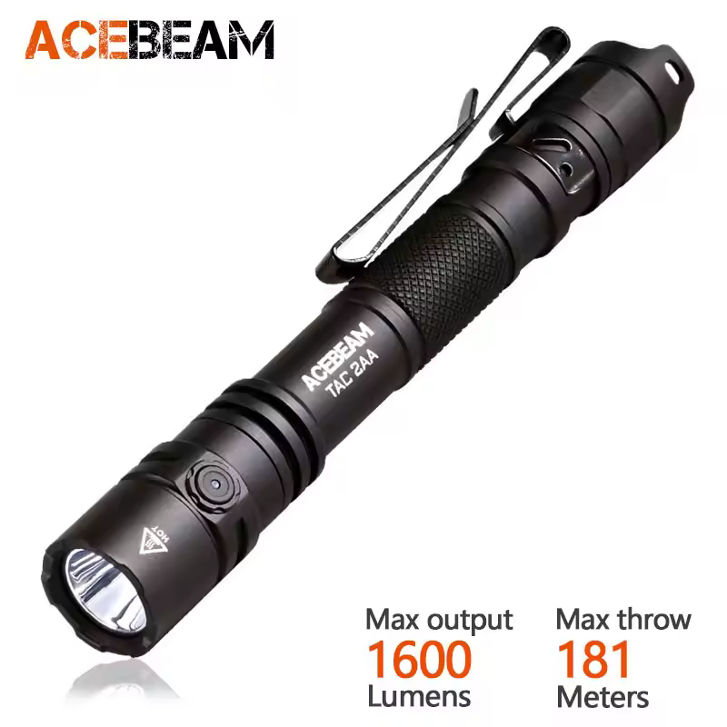 ACEBEAM TAC 2AA EDC Flashlight Rechargeable Wide Voltage(1.2-4.8V) LED Torch With Self Defense Strobe Mode Flashlights Camping