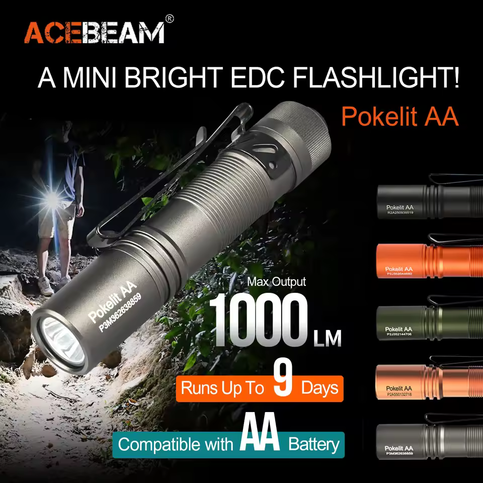 ACEBEAM High CRI EDC Flashlight Pokelit AA Rechargeable LED Flashlights Wide Voltage Mini Torch For Camping Survival Convoy Work