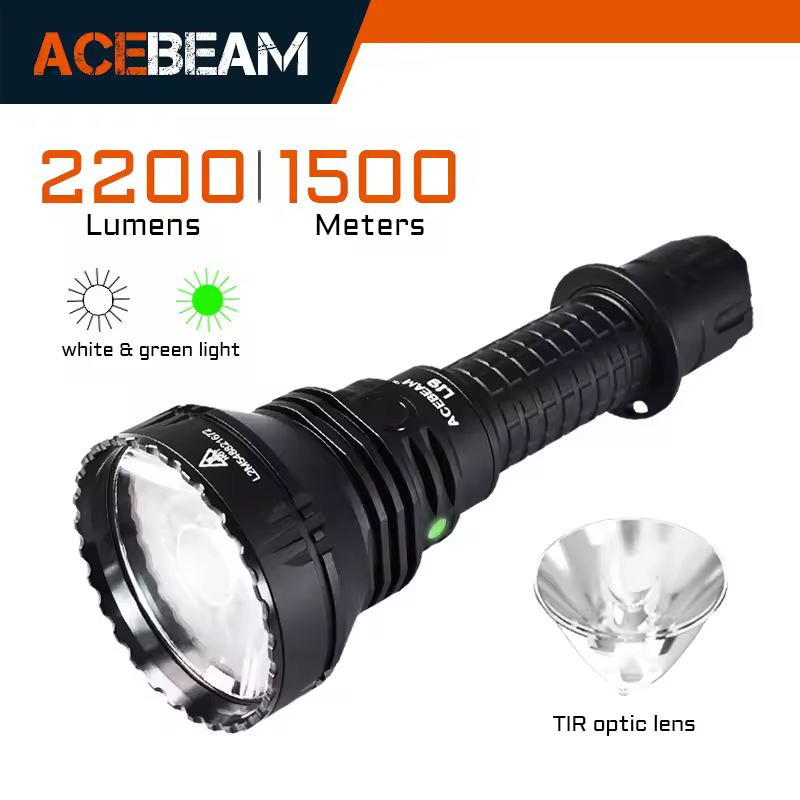 ACEBEAM L19 2.0 Hunting Flashlight Max 2200 Lumens 1520 Meters Long-Rang Rechargeable Flashlight for Hunting Powerful LED Torch