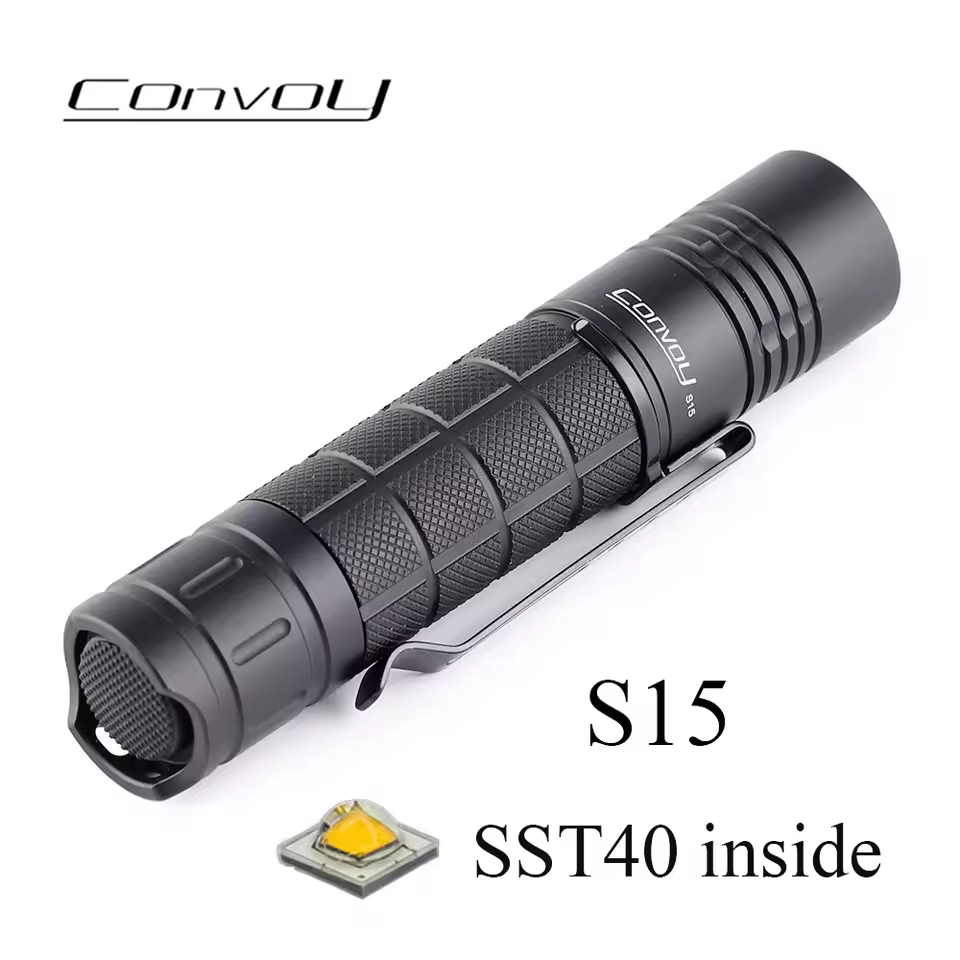 Convoy S15 Flashlight with Luminus SST40 Led Linterna Portable Lighting 18650 Mini Torch Fishing Camping Flash Light Bike Lamp
