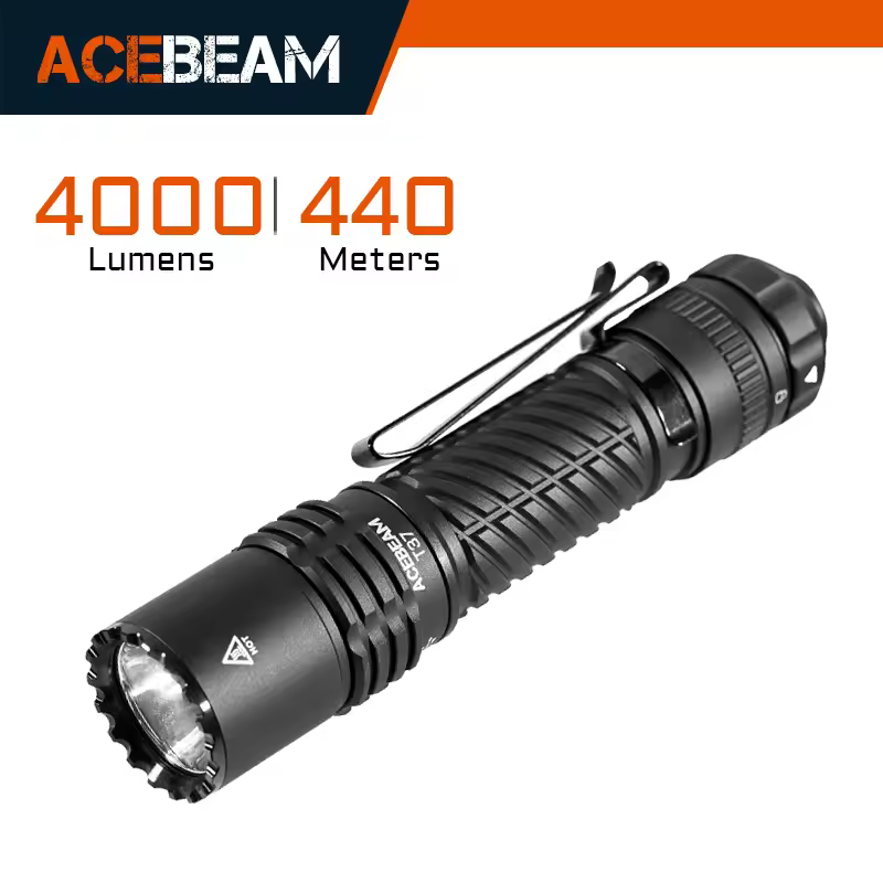 ACEBEAM T37 SFT-90X EDC Tactical Flashlight and Duty Flashlight -4000 Lumens w/Eco-Sensa Charging Cable Included