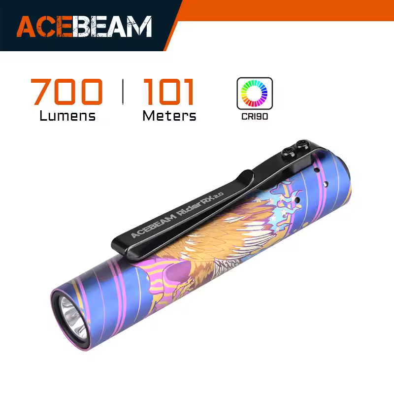 ACEBEAM LED flashlight rider RX 2.0 max 700 lumen EDC AA flashlight bolt-action design IP68 waterproof 14500 handheld flashlight