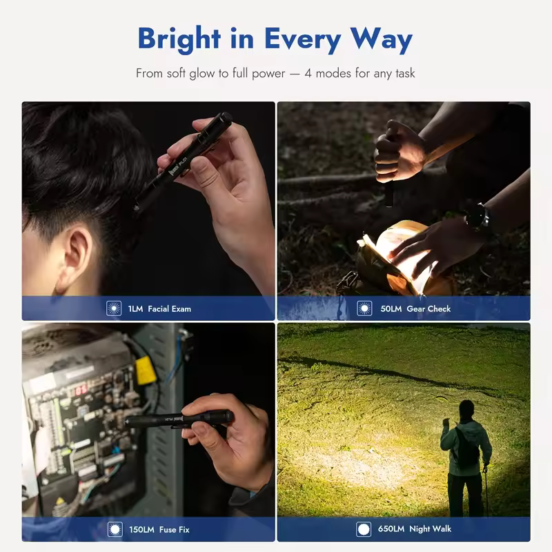 WUBEN PL01 Pen Light Rechargeable Flashlight 650Lumens Portable EDC Waterproof Pocket Penlight For Outdoor Emergency Lighting