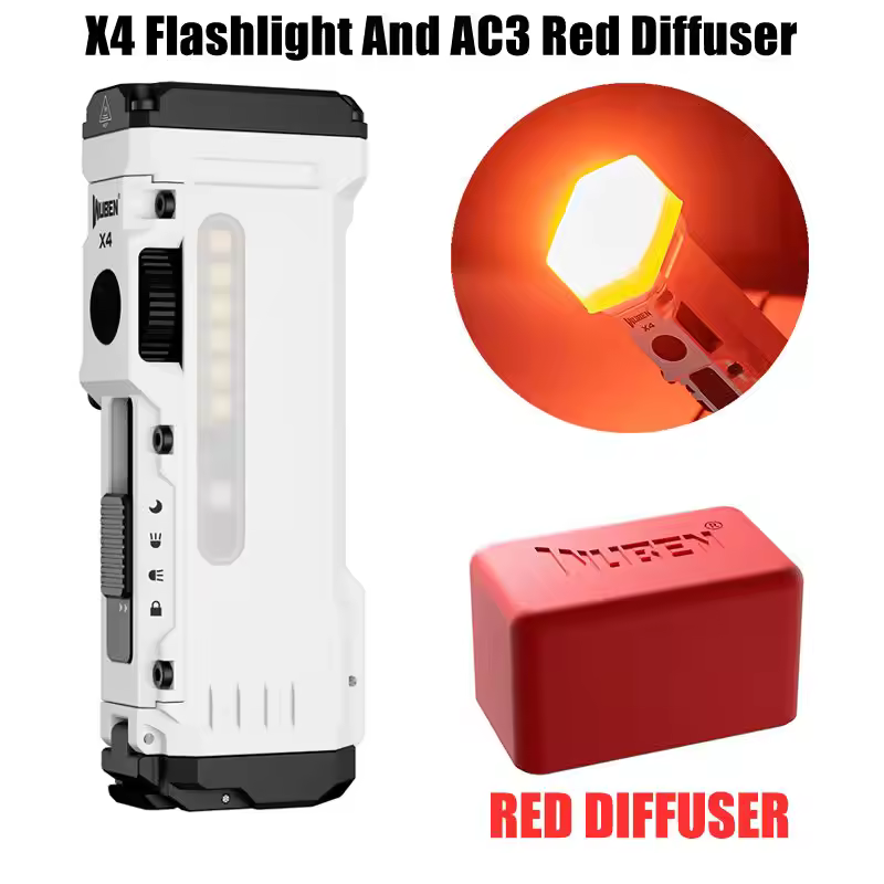 WUBEN X4 EDC Rechargeable Flashlight 1500Lumens Waterproof Multi Functional White RGB Light Portable Torch With 3400mAh Battery