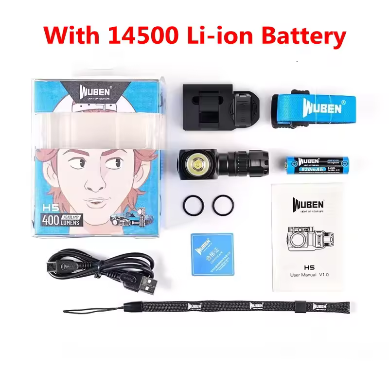 WUBEN H5 Headlight 400Lumens 360° Rotatable 180° Beam Range Waterproof Magnetic LED Headlamp For Outdoor Camping Running Hunting