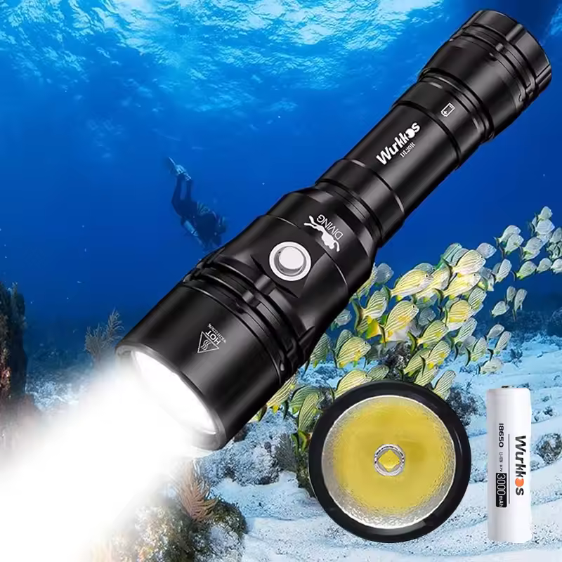Wurkkos DL20R Scuba Diving Flashlight 3200LM Rechargeable Underwater Lantern 18650 XHP50.2 LED Lamp Outdoor Light for Fishing