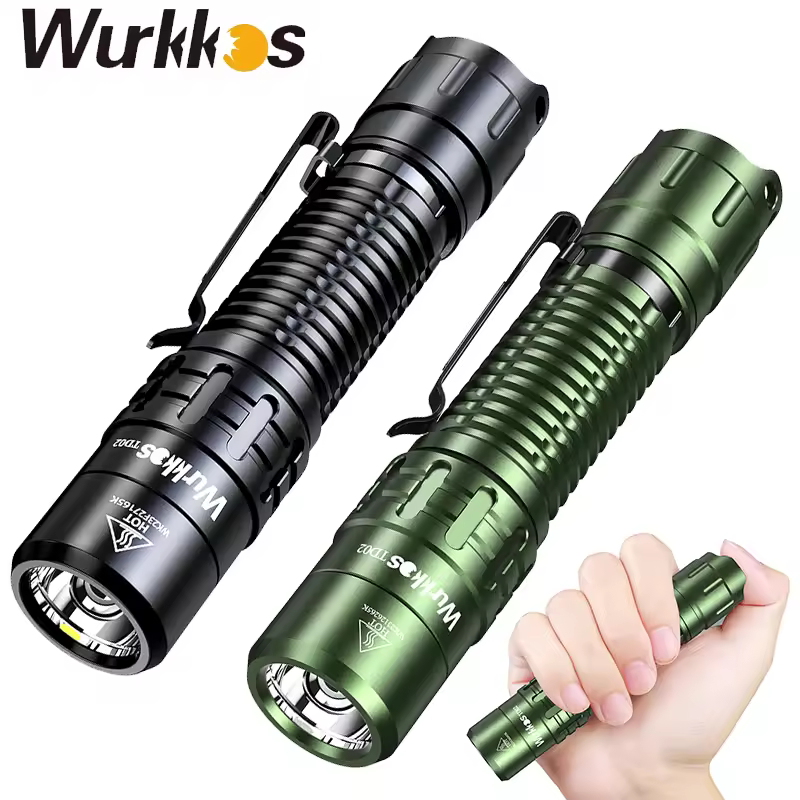 Wurkkos TD02 Tactical Flashlight 18650 EDC Rechargeable Light 2000LM SST40 LED Green Flashlight IPX8 Military Emergency Lights