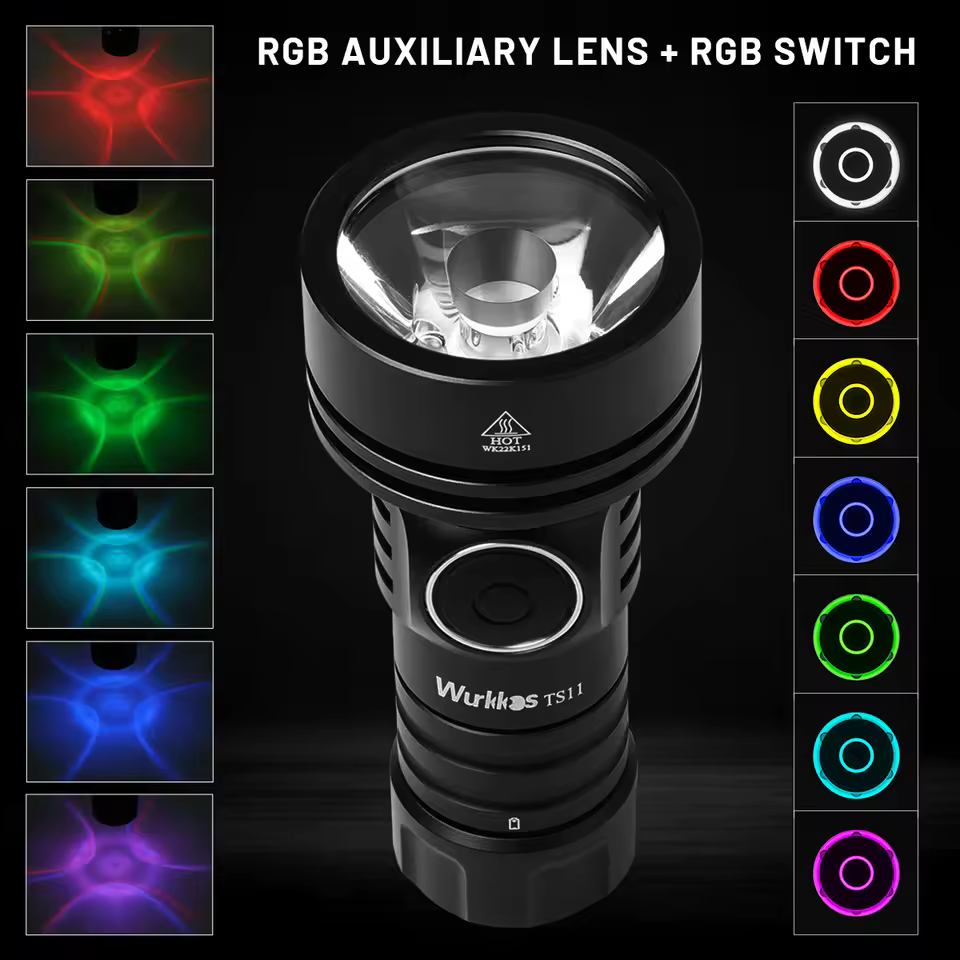 Wurkkos TS11 EDC Mini 18350 RGB Auxiliary Flashlight Powerful 2000LM USB-C Rechargeable SFT40 Torch IP68 Work Light Anduril 2.0