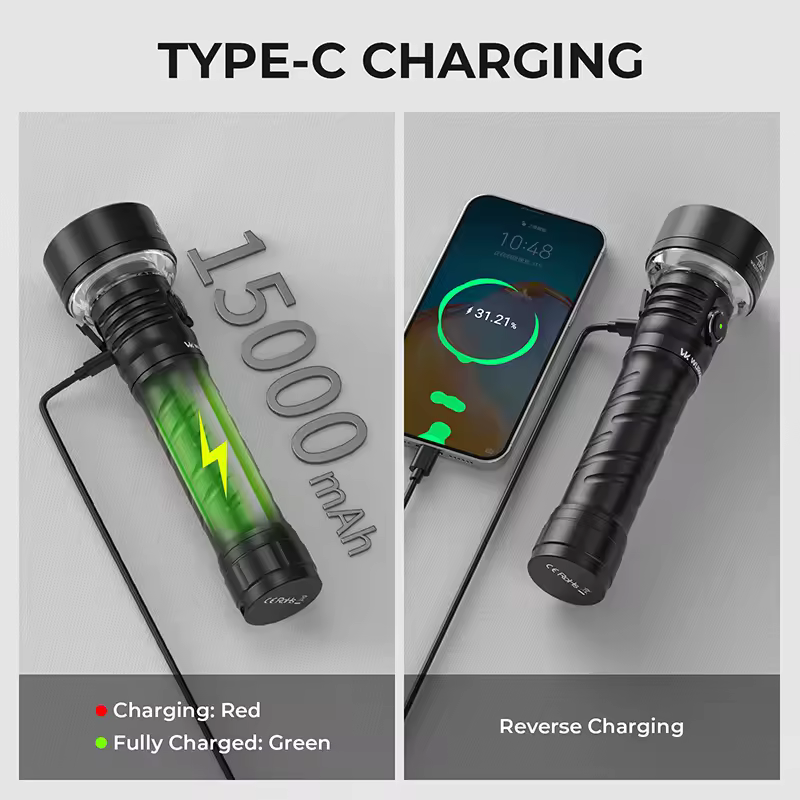 Wurkkos TS27 High-Performance Flashlight 3200LM Multi-Function Rechargeable Ideal for Outdoor Camping Built-in 15000mAh Battery