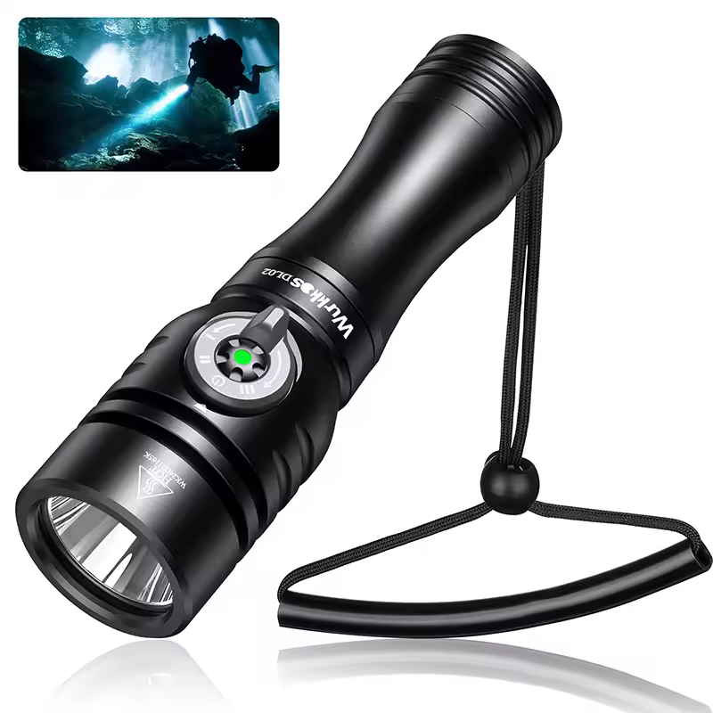 Wurkkos DL02 Professional Diving Flashlight Work Light 3000LM Battery Lamp Underwater Lantern with Rotary Magnetic Switch 21700