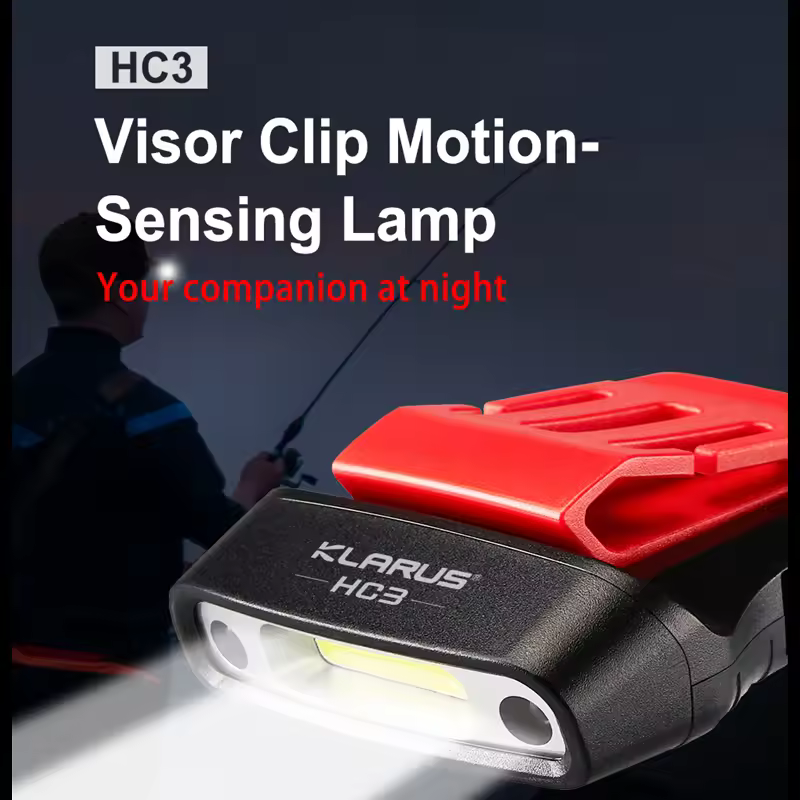 Klarus HC3 100Lumens Motion-Sensing Visor Clip Lamp USB Rechargeable COB+LED Headlight Built-in Battery