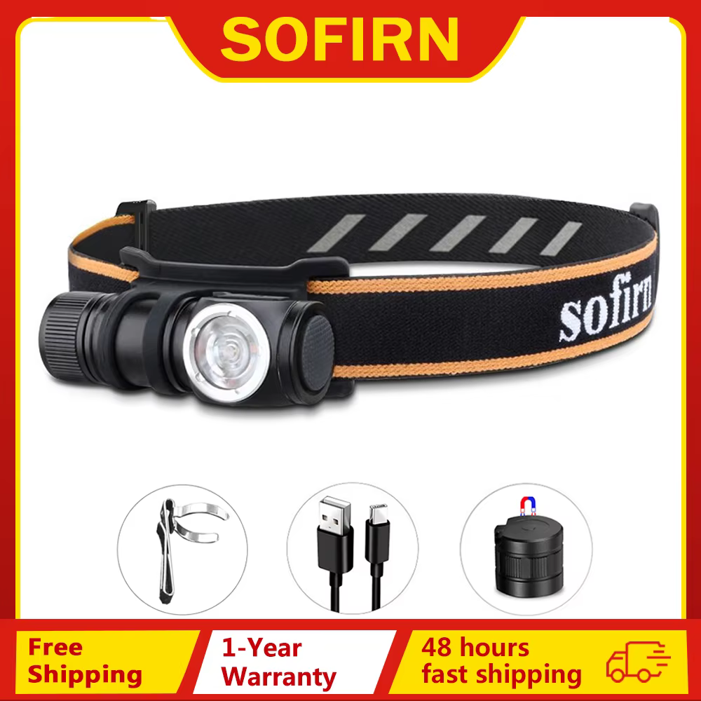 Sofirn HS10 USB C Rechargeable Mini 16340 Headlamp 1100lm TN-3535 90CRI Angle Flashlight TIR Optics with Magnet Tail 2 Groups