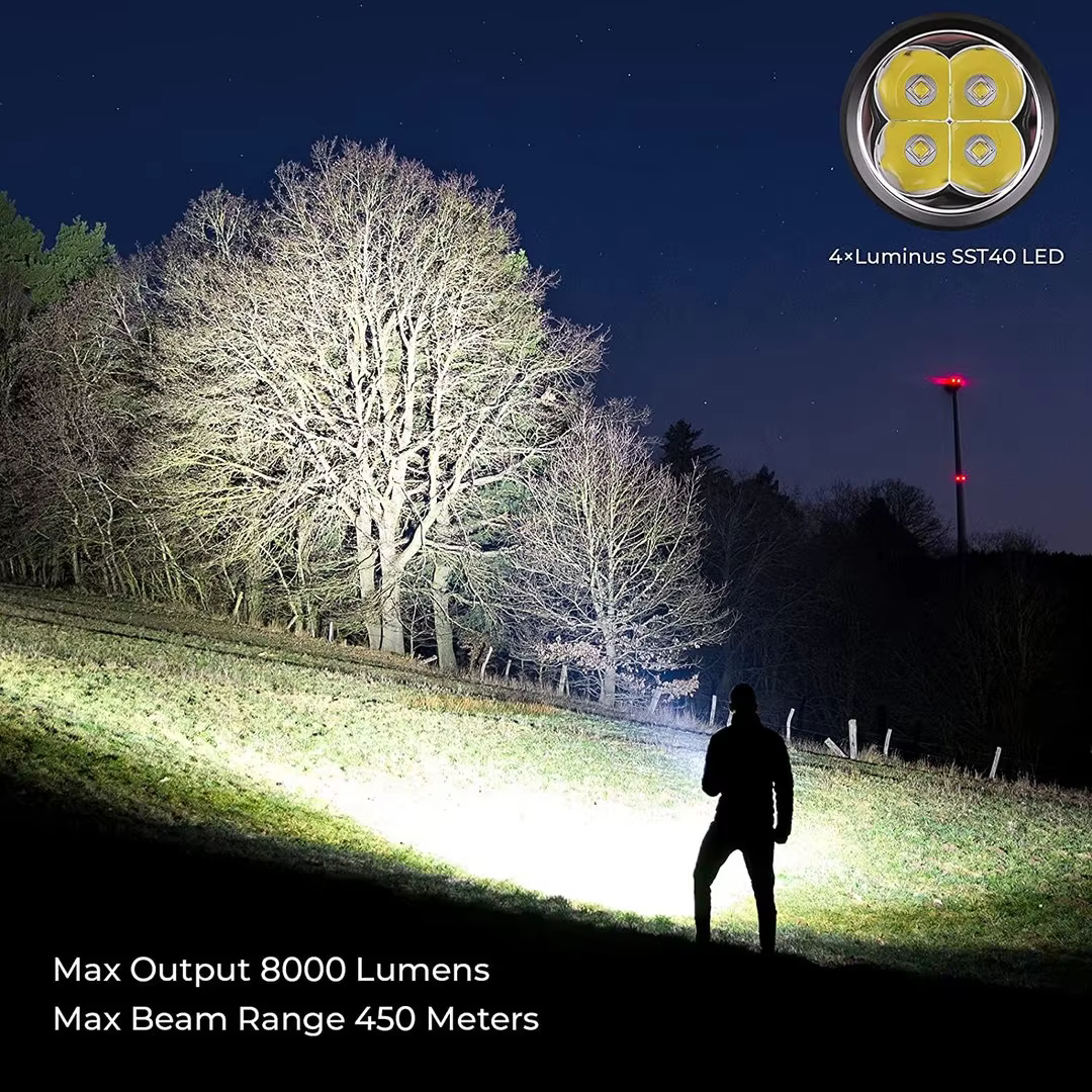 Sofirn SP36 Pro 8000lm Powerful LED Flashlight 4*SST40 USB C Rechargeable 18650 Torch