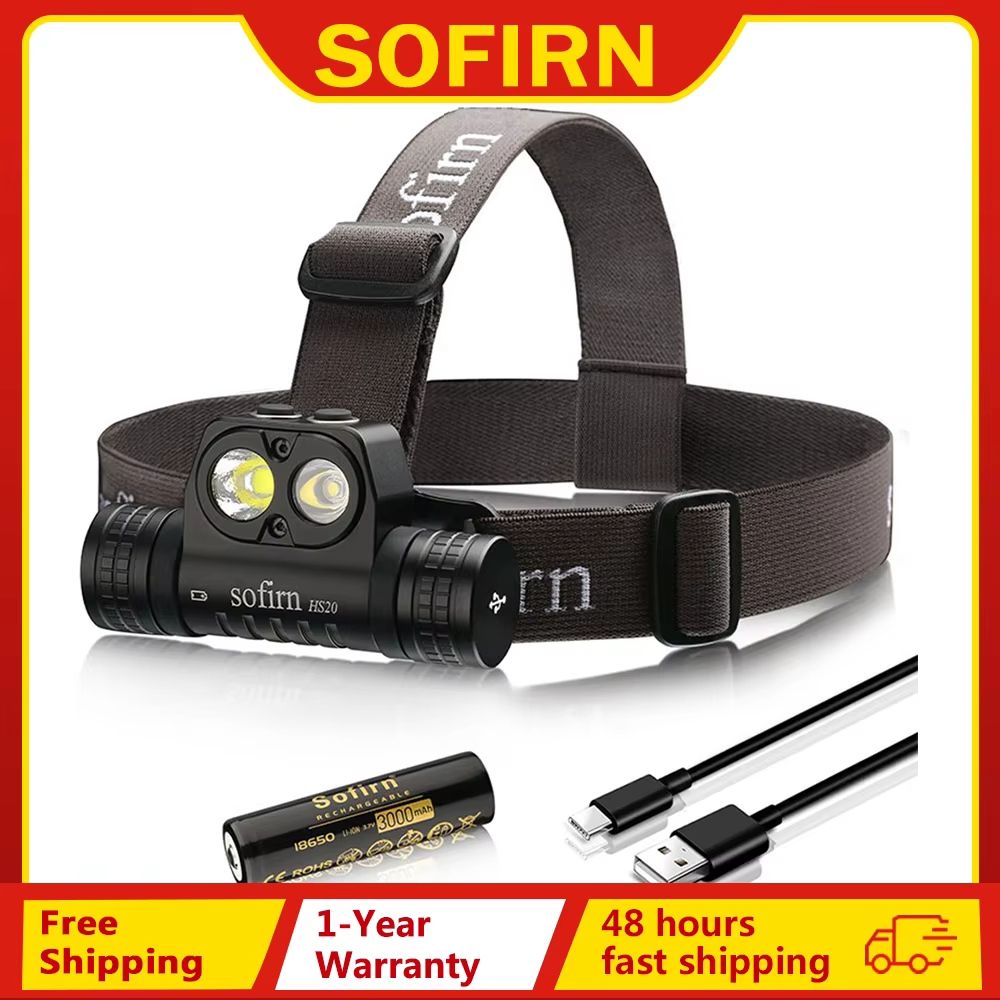 Sofirn HS20 2700lm USB C Rechargeable LED Headlamp 18650 Powerful Headlight with Spotlight&Floodlight Dual Switch Indicator