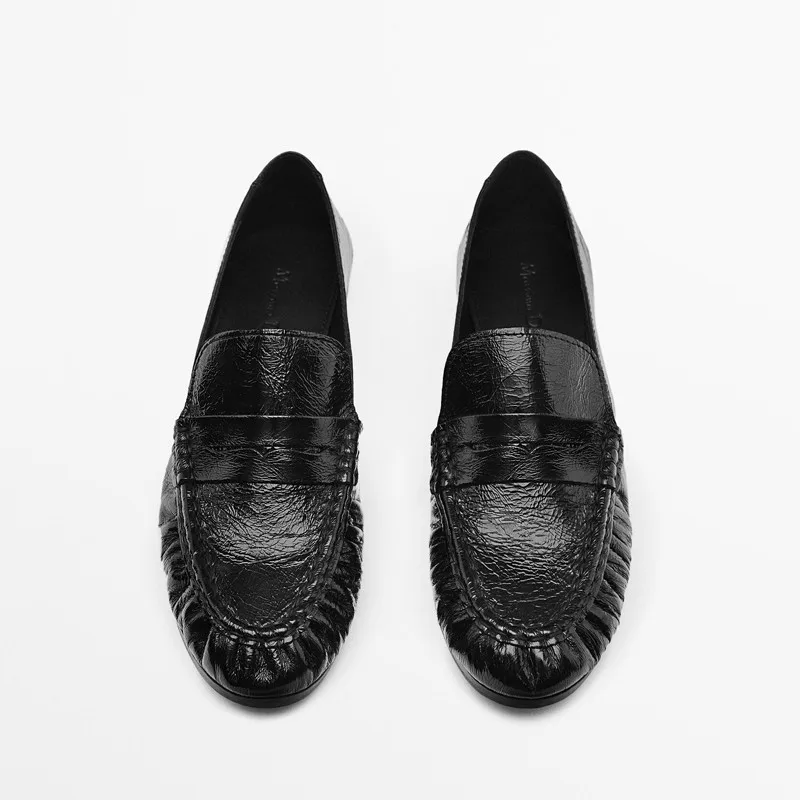 Genuine Leather Women Loafers Casual Slip On Shoes