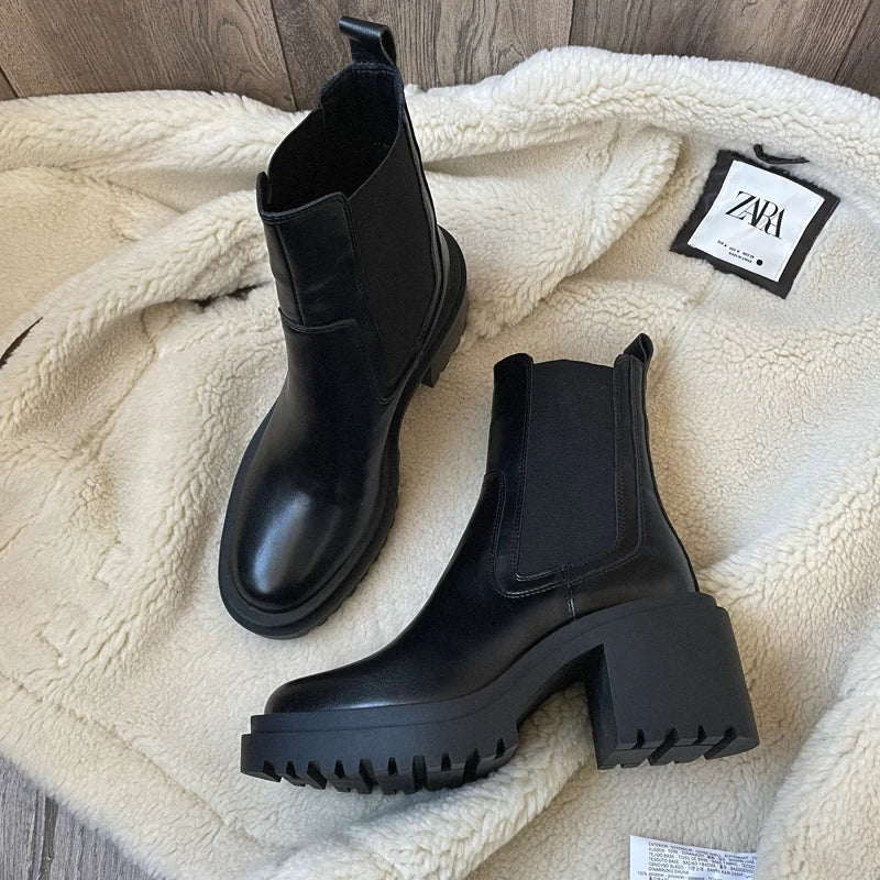 Ankle Boots For Women Chunky Heel Platform