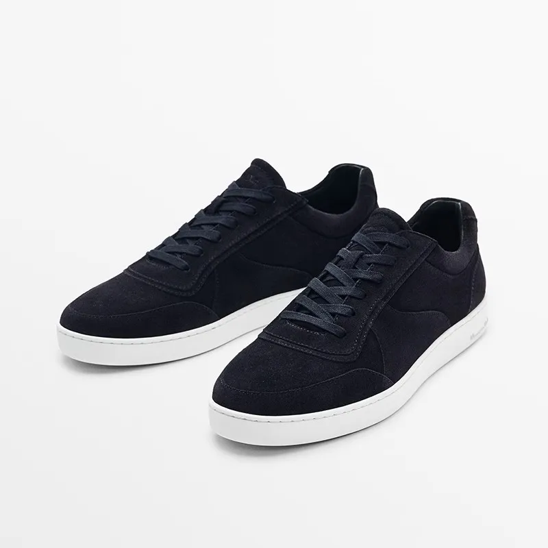 Genuine Leather Men Sneakers Casual Lace Up