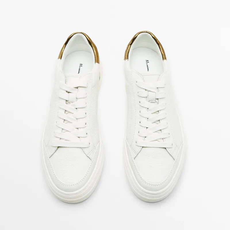 Genuine Leather Women Sneakers Casual Shallow Lace Up