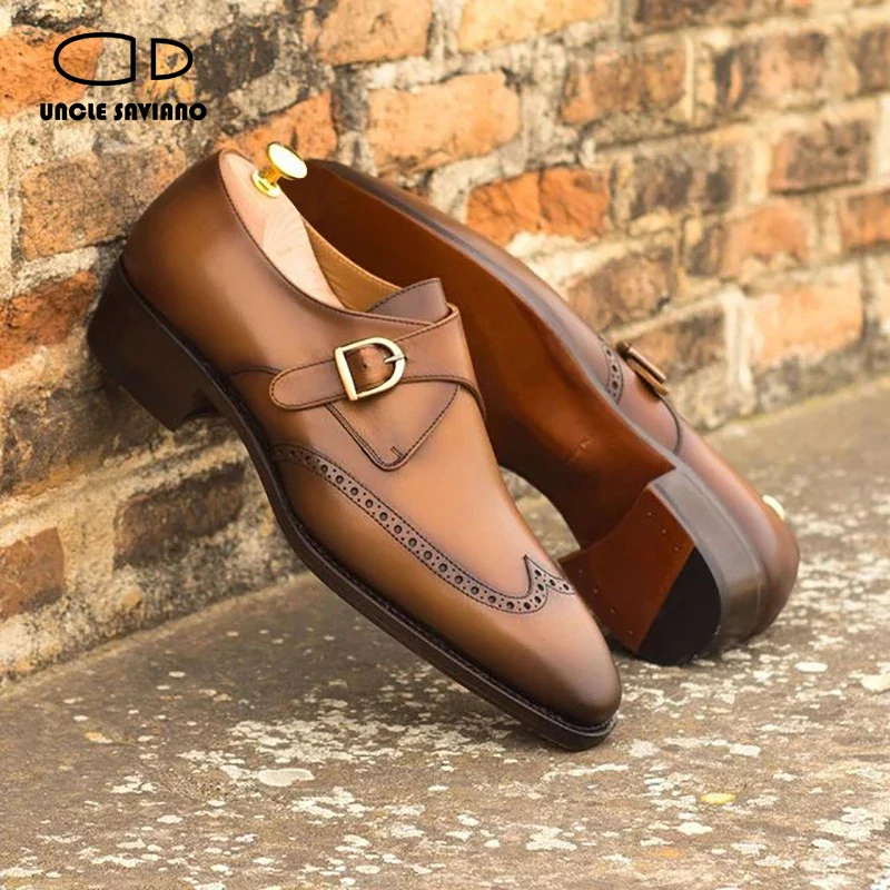 Brogue Single Monk Strap Shoes