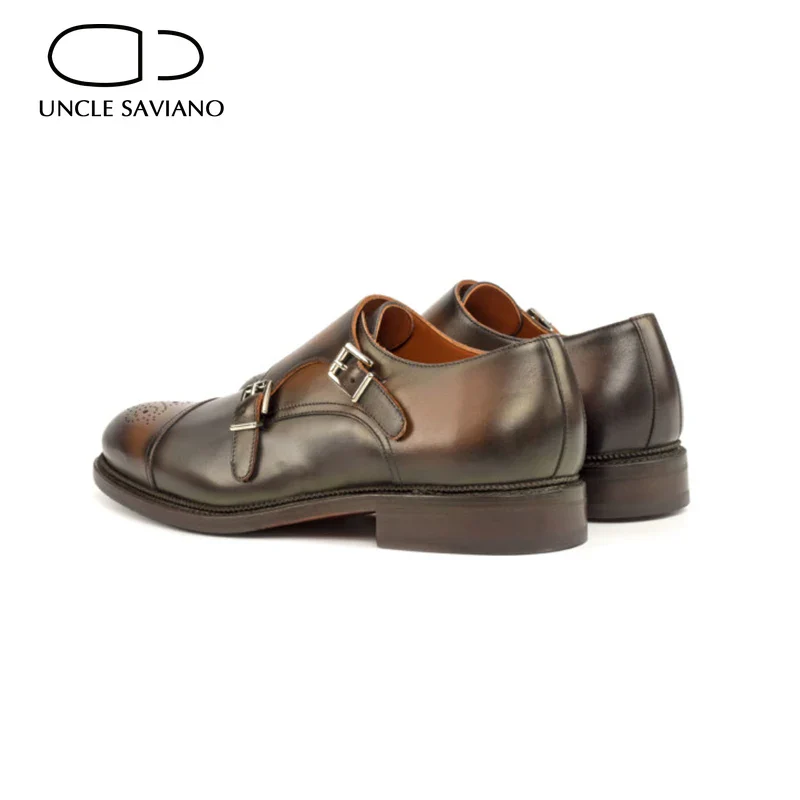 Double Monk Brown Buckle Strap Men Shoes