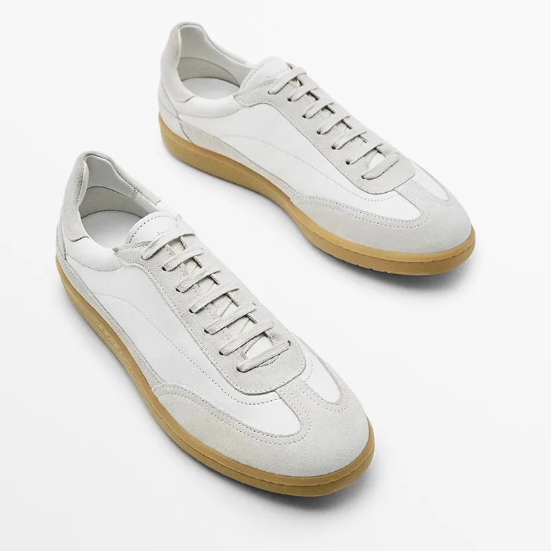 Genuine Leather Men Sneakers Mixed Color