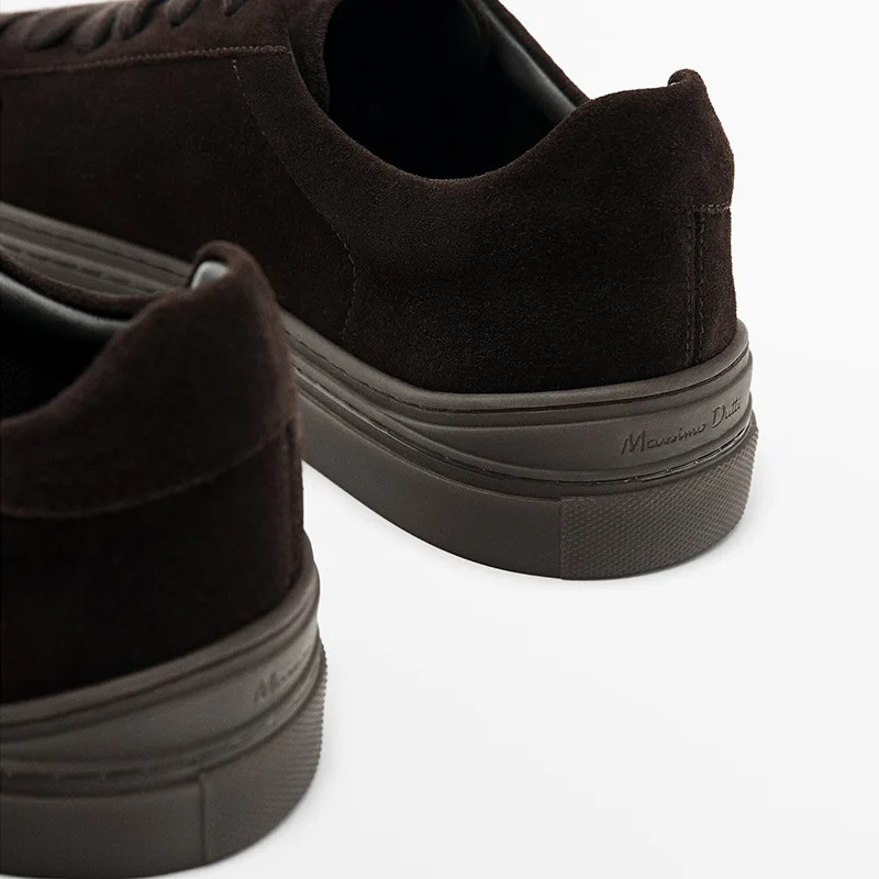 Genuine Leather Sneakers Men Lace Up Shallow