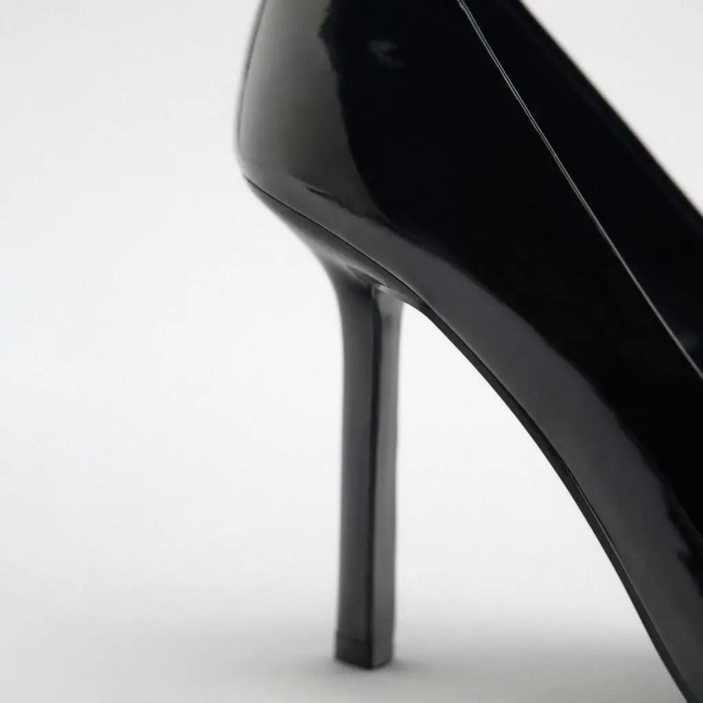 Patent Leather Women Pumps Slim Pointed Toe