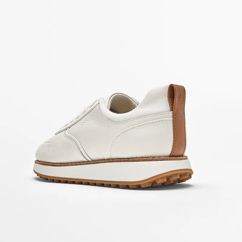 Genuine Leather Women Flat Sneakers