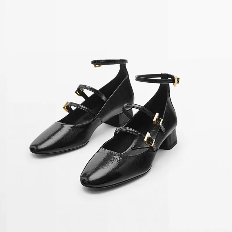 Genuine Leather Women Ankle Buckle Strap