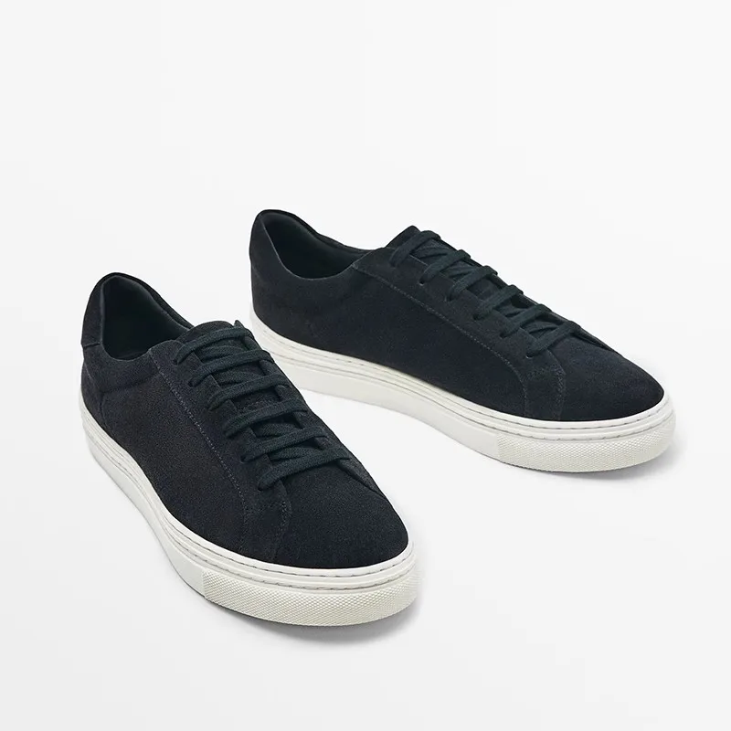 Genuine Leather Platform Flat Sneakers