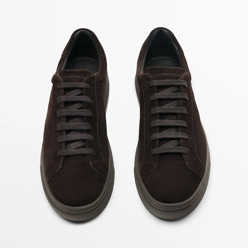 Genuine Leather Sneakers Men Lace Up Shallow