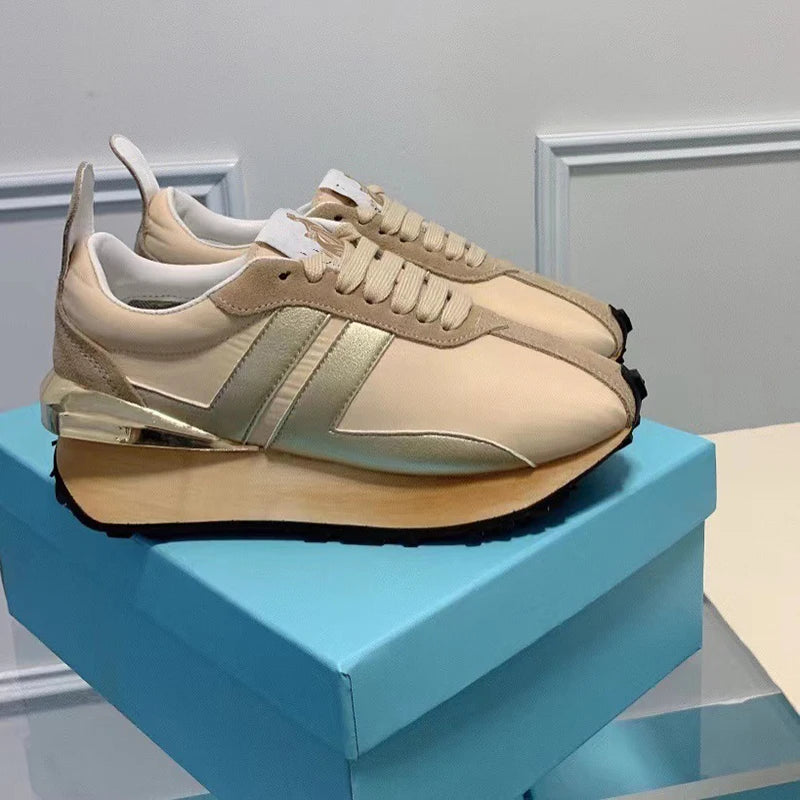 Genuine Leather Women Sneakers Lace Up