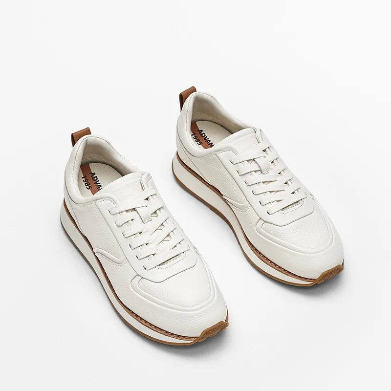 Genuine Leather Women Flat Sneakers