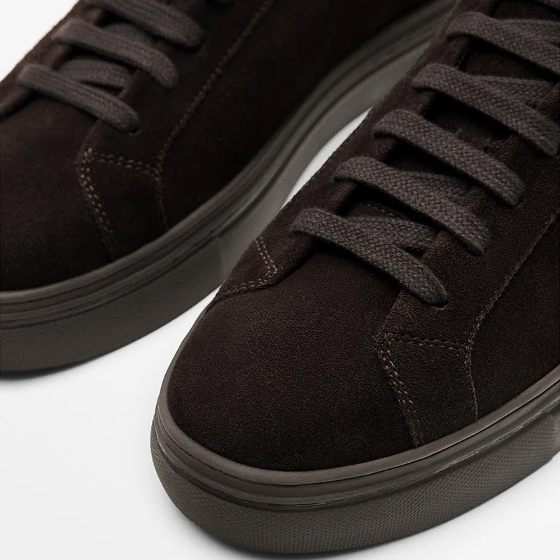 Genuine Leather Sneakers Men Lace Up Shallow