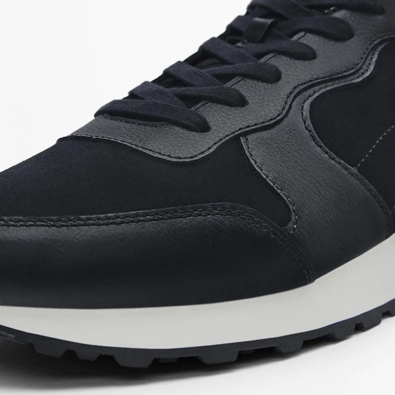 Genuine Leather Men Sneakers Lace Up