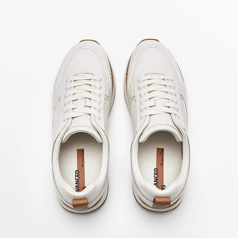 Genuine Leather Women Flat Sneakers