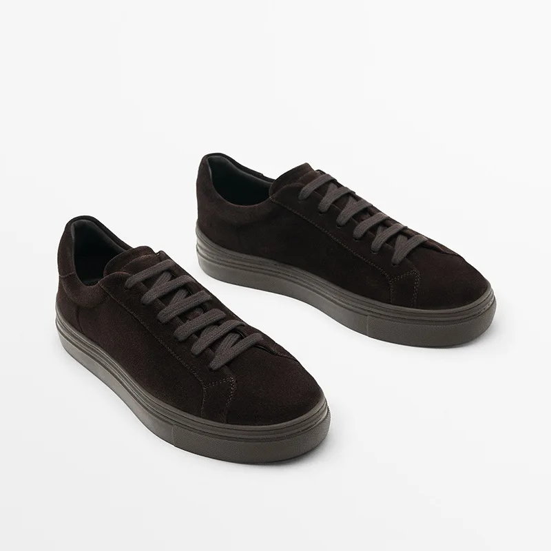 Genuine Leather Sneakers Men Lace Up Shallow