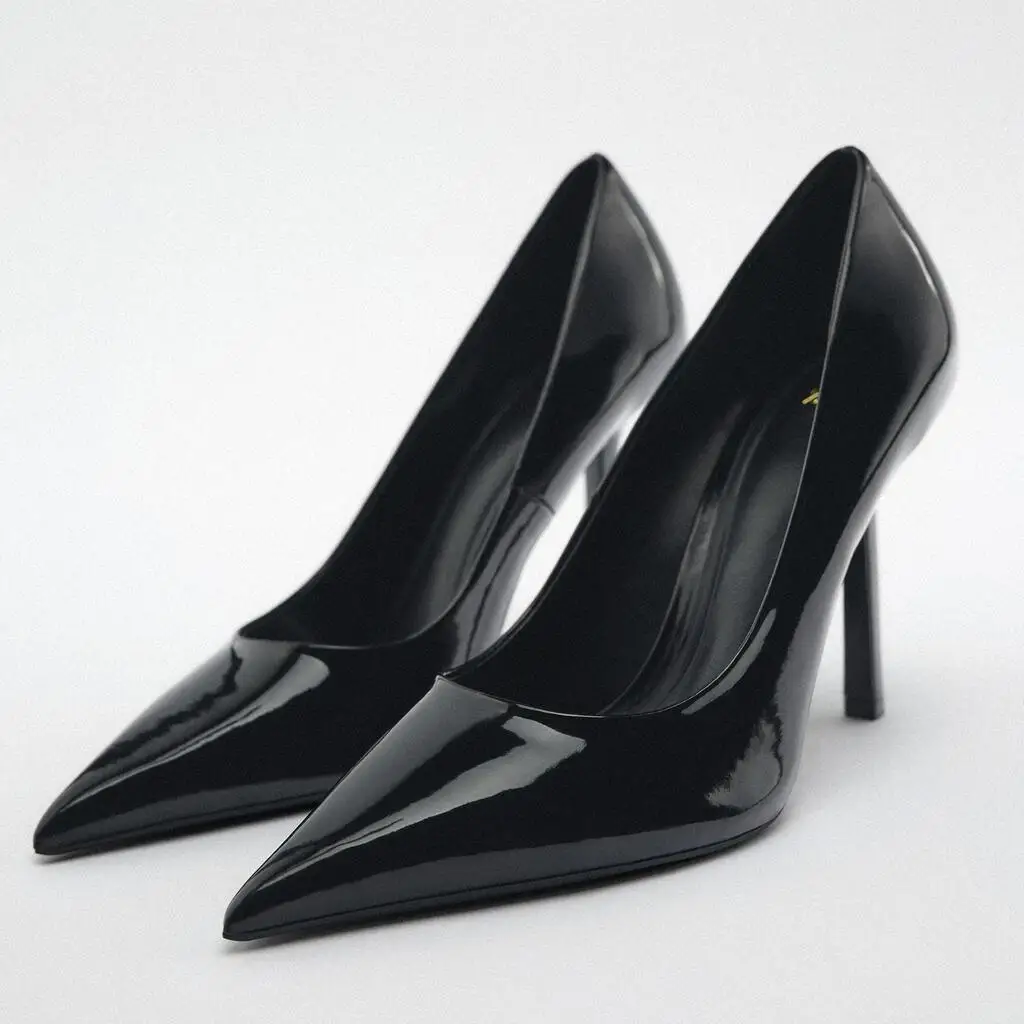 Patent Leather Women Pumps Slim Pointed Toe