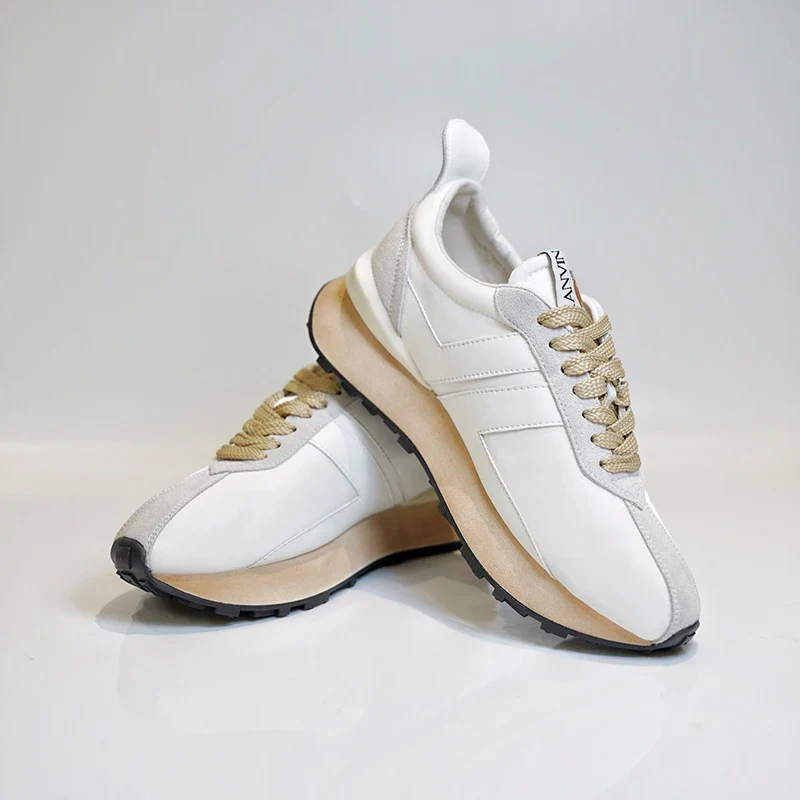 Genuine Leather Women Sneakers Lace Up