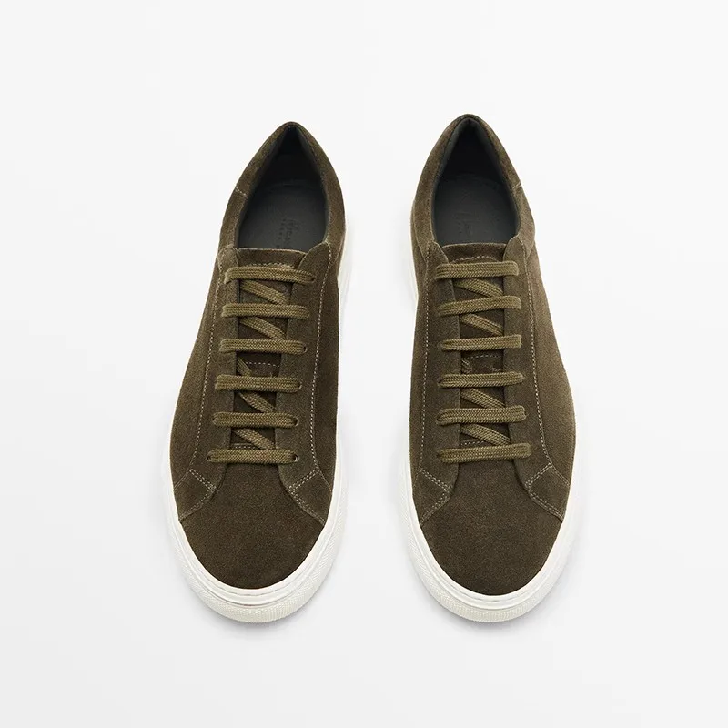 Genuine Leather Platform Flat Sneakers