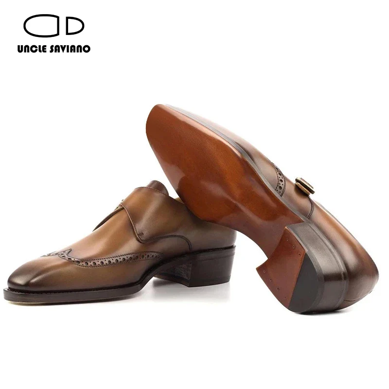 Brogue Single Monk Strap Shoes