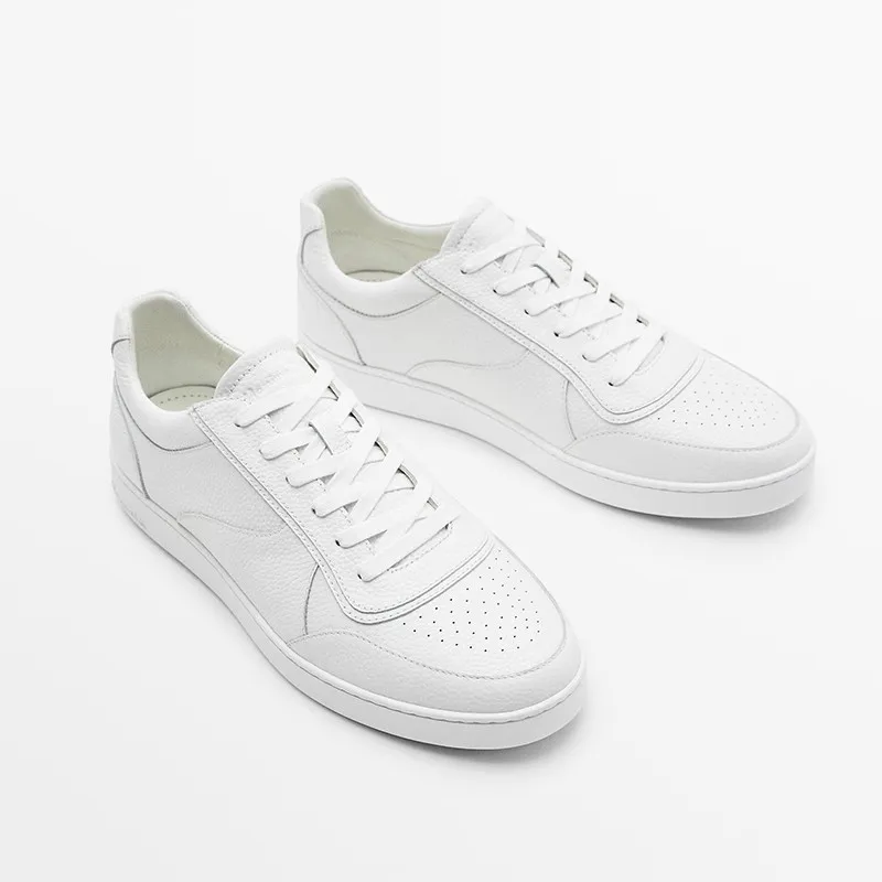 Genuine Leather Men Sneakers Casual Lace Up