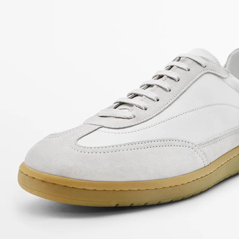 Genuine Leather Men Sneakers Mixed Color