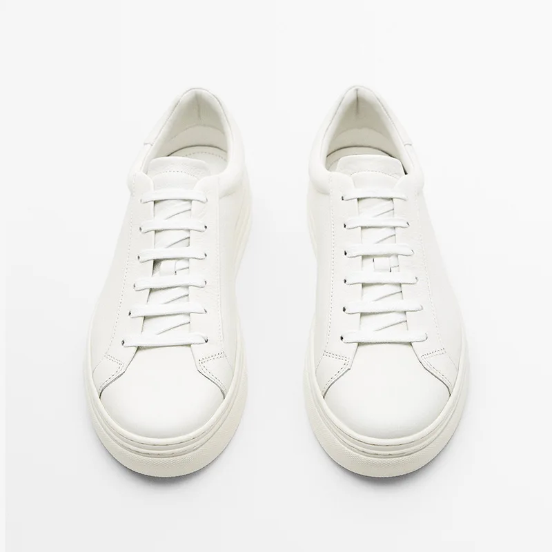 Genuine Leather Men Sneakers Lace Up