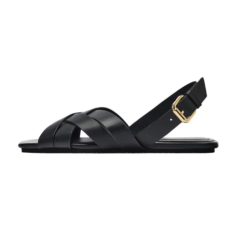 Open Toe Flat Slippers Buckle Strap Gladiator Sandalias