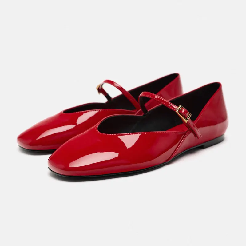 Patent Leather Square Toe Ballet