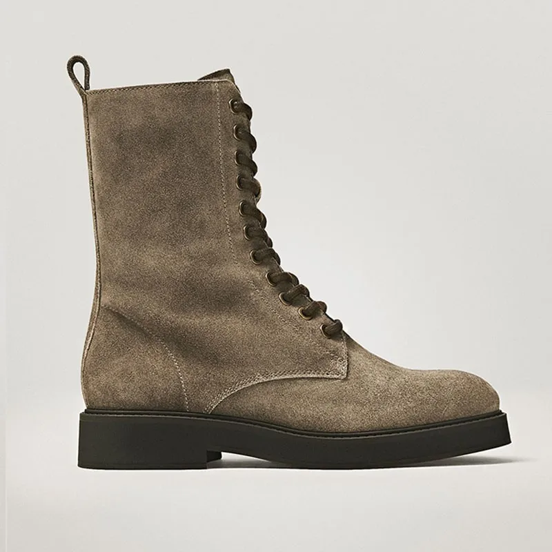 Genuine Leather Thick-soled Army Boots