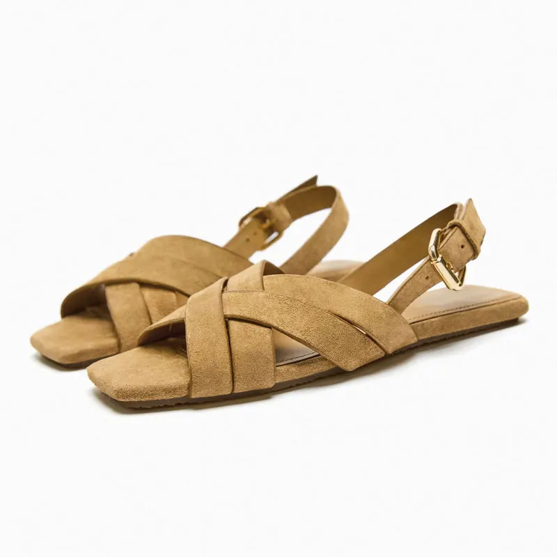 Open Toe Flat Slippers Buckle Strap Gladiator Sandalias