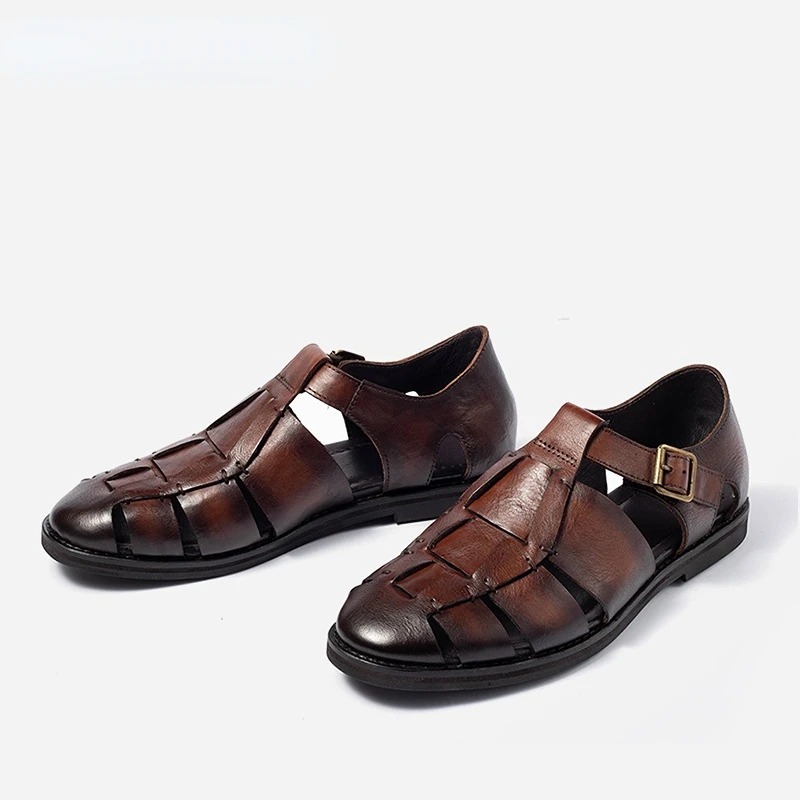 Handmade Sewing Baotou leather sandals